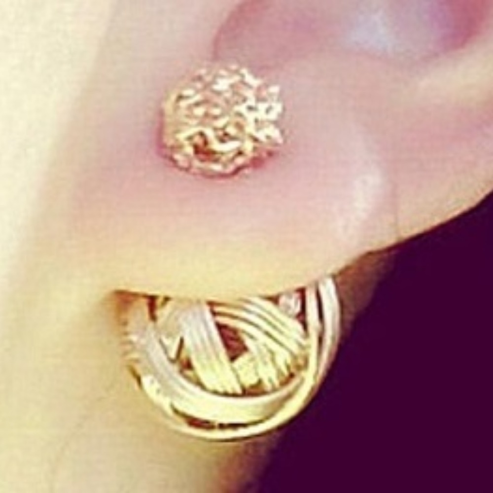 Ball of Yarn Double Sides Gold Plated earrings